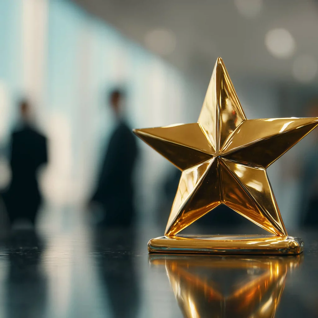 Golden star as a symbol for Mom's Garden's award in the stern SME study