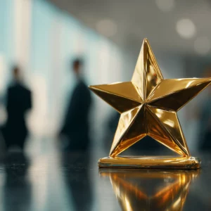 Golden star as a symbol for Mom's Garden's award in the stern SME study